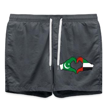 Pakistan United Arab Emirates Heart - Swim Trunks - anthracite - Front - AI Model Male 185 light (185cm)
