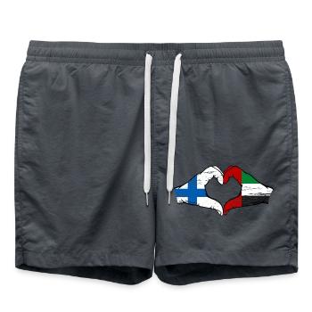 Finnalnd Vereinigte Arabische Emirate Flagge Herz - Badeshorts - Anthrazit - Vorne - AI Model Male 185 light (185cm)