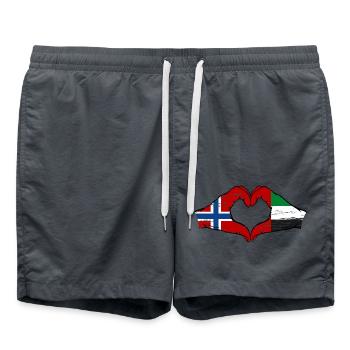 Norvège Émirats arabes unis Drapeau Coeur - Short de bain - charbon - Devant - AI Model Male 185 light (185cm)