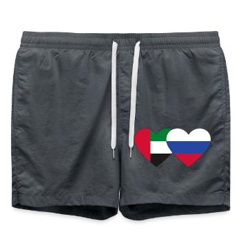 Vereinigte Arabische Emirate Russland Flagge Herz - Badeshorts - Anthrazit - Vorne - AI Model Male 185 light (185cm)