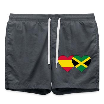 Spanien Jamaika Flagge Herz - Badeshorts - Anthrazit - Vorne - AI Model Male 185 light (185cm)