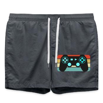 Vintage Retro Gaming Controller - Swim Trunks - anthracite - Front - AI Model Male 185 light (185cm)