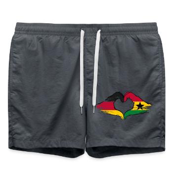 Deutschland Ghana Flagge Hände Herzform used - Badeshorts - Anthrazit - Vorne - AI Model Male 185 light (185cm)