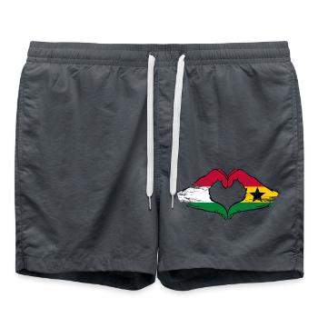 Hungary Ghana flag hands heart shape used - Swim Trunks - anthracite - Front - AI Model Male 185 light (185cm)