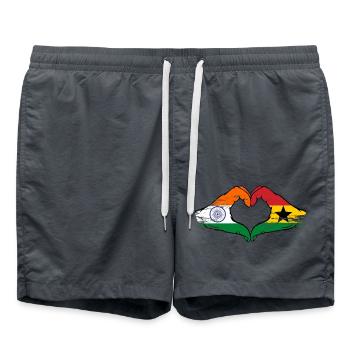 India Ghana flag hands heart shape used - Swim Trunks - anthracite - Front - AI Model Male 185 light (185cm)