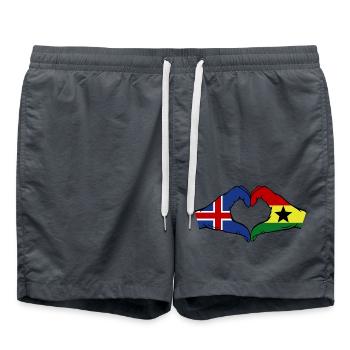 Iceland Ghana Flag Hands Heart Shape - Swim Trunks - anthracite - Front - AI Model Male 185 light (185cm)