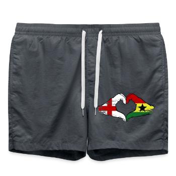 England Ghana flag hands heart shape used - Swim Trunks - anthracite - Front - AI Model Male 185 light (185cm)