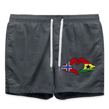 Norvège Ghana drapeau mains forme de coeur utilisé - Short de bain - charbon - Devant - AI Model Male 185 light (185cm)