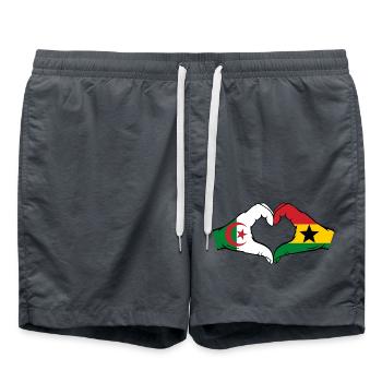 Algeria Ghana Flag Hands Heart Shape - Swim Trunks - anthracite - Front - AI Model Male 185 light (185cm)