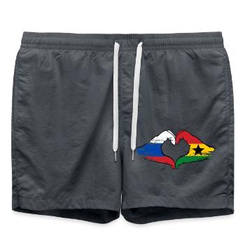 Russia Ghana flag hands heart shape used - Swim Trunks - anthracite - Front - AI Model Male 185 light (185cm)