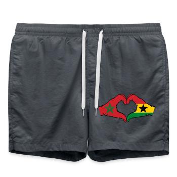 Morocco Ghana Flag Hands Heart Shape - Swim Trunks - anthracite - Front - AI Model Male 185 light (185cm)