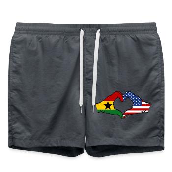 Ghana USA Flag Hands Heart Shape - Swim Trunks - anthracite - Front - AI Model Male 185 light (185cm)
