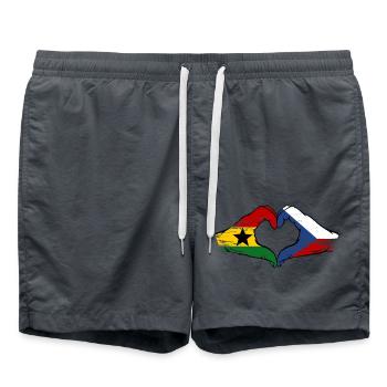Ghana Czech Republic Flag Hands Heart Shape Used - Swim Trunks - anthracite - Front - AI Model Male 185 light (185cm)