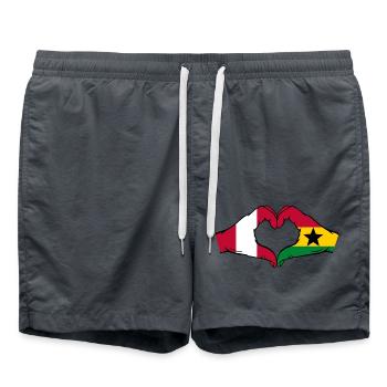 Peru Ghana Flagge Hände Herzform - Badeshorts - Anthrazit - Vorne - AI Model Male 185 light (185cm)