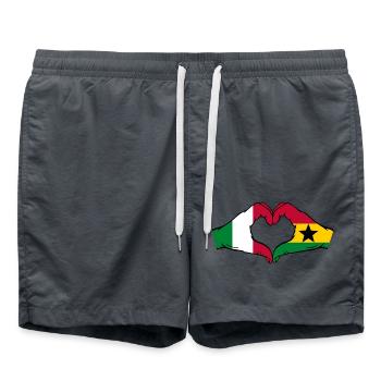 Italien Ghana Flagge Hände Herzform - Badeshorts - Anthrazit - Vorne - AI Model Male 185 light (185cm)
