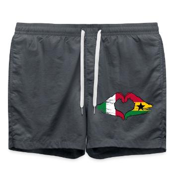 Italie Ghana drapeau mains forme de coeur utilisé - Short de bain - charbon - Devant - AI Model Male 185 light (185cm)