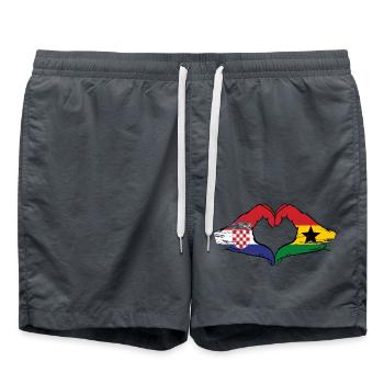 Croatia Ghana flag hands heart shape used - Swim Trunks - anthracite - Front - AI Model Male 185 light (185cm)