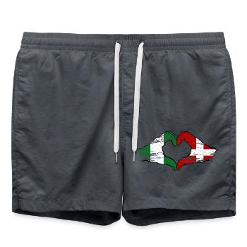 Nigeria Dänemark Flagge Hände Herzform used - Badeshorts - Anthrazit - Vorne - AI Model Male 185 light (185cm)