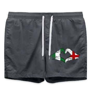 Nigeria England Flagge Hände Herzform used - Badeshorts - Anthrazit - Vorne - AI Model Male 185 light (185cm)