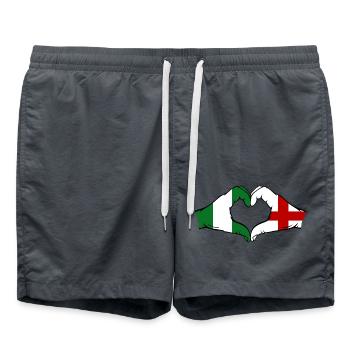 Nigeria Angleterre Drapeau Mains Coeur Forme - Short de bain - charbon - Devant - AI Model Male 185 light (185cm)