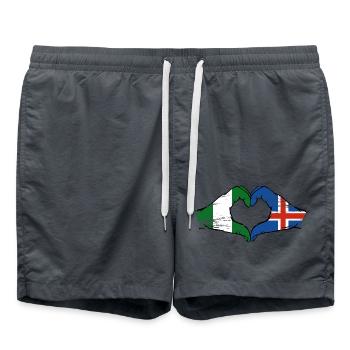 Drapeau de l’île du Nigeria mains forme de coeur utilisé - Short de bain - charbon - Devant - AI Model Male 185 light (185cm)