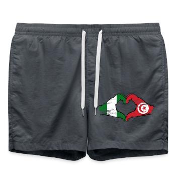 Nigeria Tunisie drapeau mains forme de coeur utilisé - Short de bain - charbon - Devant - AI Model Male 185 light (185cm)