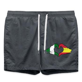 Nigeria Spain flag hands heart shape used - Swim Trunks - anthracite - Front - AI Model Male 185 light (185cm)