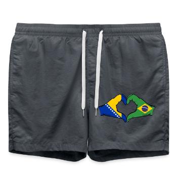 Bosnien Brasilien Flagge Hände Herzform - Badeshorts - Anthrazit - Vorne - AI Model Male 185 light (185cm)