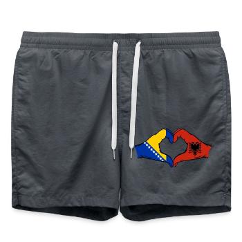 Bosnien Albanien Flagge Hände Herzform - Badeshorts - Anthrazit - Vorne - AI Model Male 185 light (185cm)