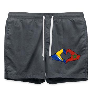 Bosnia Morocco flag hands heart shape used - Swim Trunks - anthracite - Front - AI Model Male 185 light (185cm)