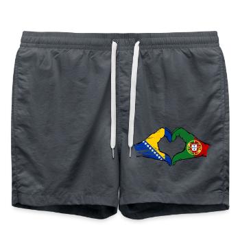 Bosnia Portugal flag hands heart shape used - Swim Trunks - anthracite - Front - AI Model Male 185 light (185cm)