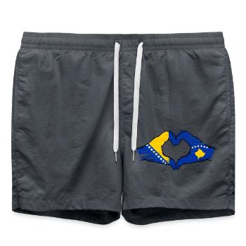 Bosnia Kosovo flag hands heart shape used - Swim Trunks - anthracite - Front - AI Model Male 185 light (185cm)