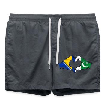 Bosnia Pakistan flag hands heart shape used - Swim Trunks - anthracite - Front - AI Model Male 185 light (185cm)