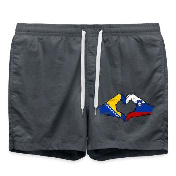 Bosnia Slovenia flag hands heart shape used - Swim Trunks - anthracite - Front - AI Model Male 185 light (185cm)