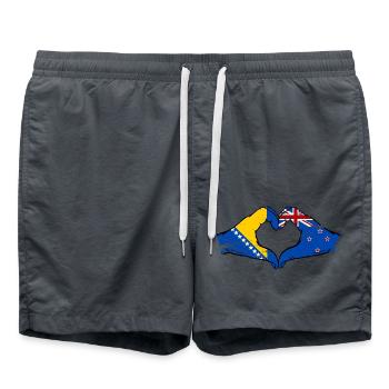Bosnia New Zealand flag hands heart shape used - Swim Trunks - anthracite - Front - AI Model Male 185 light (185cm)