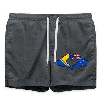 Bosnia New Zealand Flag Hands Heart Shape - Swim Trunks - anthracite - Front - AI Model Male 185 light (185cm)