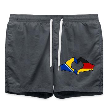 Bosnia Germany Flag Hands Heart Shape - Swim Trunks - anthracite - Front - AI Model Male 185 light (185cm)