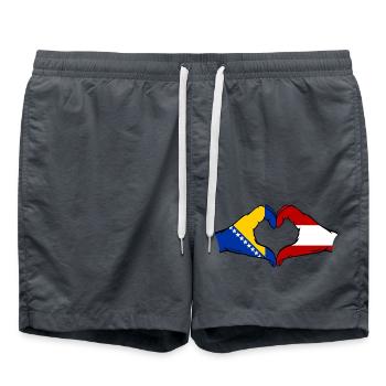 Bosnia Austria Flag Hands Heart Shape - Swim Trunks - anthracite - Front - AI Model Male 185 light (185cm)