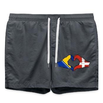 Bosnia Denmark flag hands heart shape used - Swim Trunks - anthracite - Front - AI Model Male 185 light (185cm)