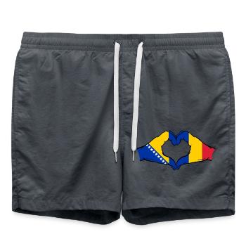 Bosnien Rumänien Flagge Hände Herzform - Badeshorts - Anthrazit - Vorne - AI Model Male 185 light (185cm)