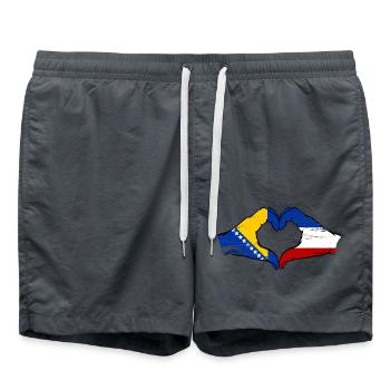 Bosnia Holland flag hands heart shape used - Swim Trunks - anthracite - Front - AI Model Male 185 light (185cm)