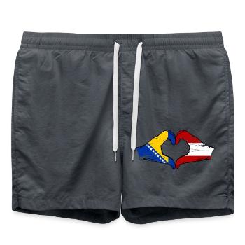 Bosnia Austria flag hands heart shape used - Swim Trunks - anthracite - Front - AI Model Male 185 light (185cm)
