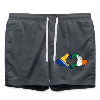 Bosnien Irland Flagge Hände Herzform used - Badeshorts - Anthrazit - Vorne - AI Model Male 185 light (185cm)