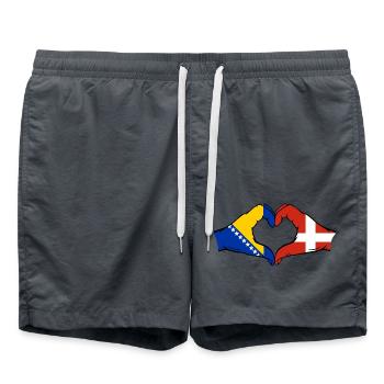 Bosnien Dänemark Flagge Hände Herzform - Badeshorts - Anthrazit - Vorne - AI Model Male 185 light (185cm)