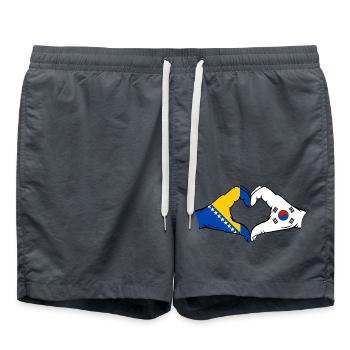 Bosnie Corée du Sud Drapeau Mains Coeur Forme - Short de bain - charbon - Devant - AI Model Male 185 light (185cm)