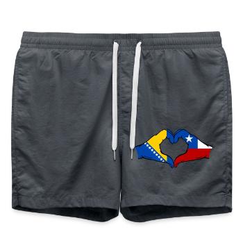 Bosnia Chile Flag Hands Heart Shape - Swim Trunks - anthracite - Front - AI Model Male 185 light (185cm)
