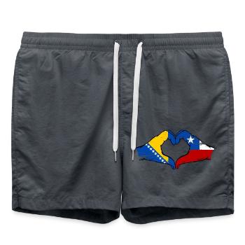 Bosnia Chile flag hands heart shape used - Swim Trunks - anthracite - Front - AI Model Male 185 light (185cm)