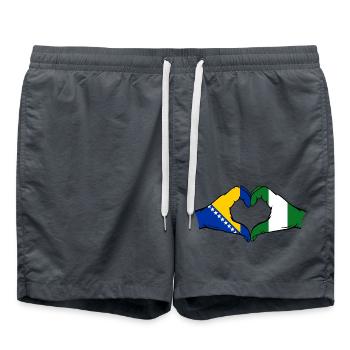Bosnien Nigeria Flagge Hände Herzform - Badeshorts - Anthrazit - Vorne - AI Model Male 185 light (185cm)