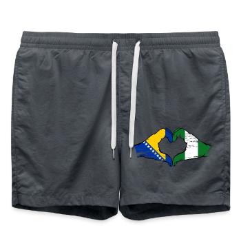 Bosnia Nigeria flag hands heart shape used - Swim Trunks - anthracite - Front - AI Model Male 185 light (185cm)