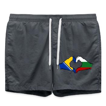 Bosnie Bulgarie Drapeau Mains Coeur Forme - Short de bain - charbon - Devant - AI Model Male 185 light (185cm)